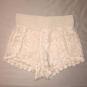White lace shorts